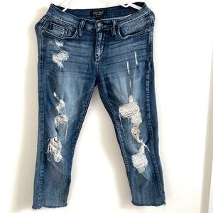 Judy blue distressed raw hem blue jeans 27 Style# JB8246DK.